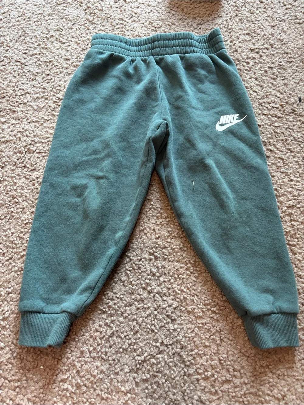 B72 4t Nike Kids Teal Green Fleece Joggers with White Logo